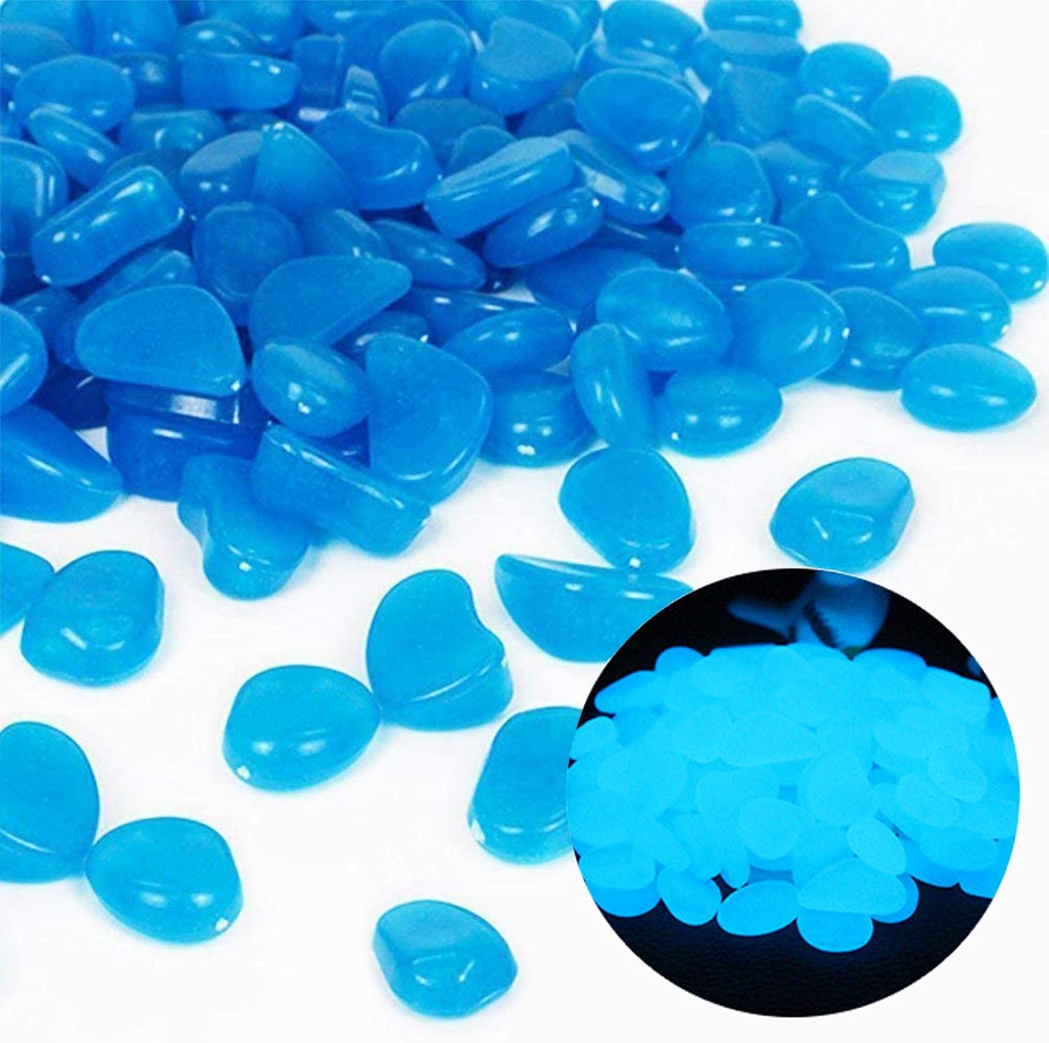 Ocean Aquarium - Rocas para pecera, guijarros azules brillantes