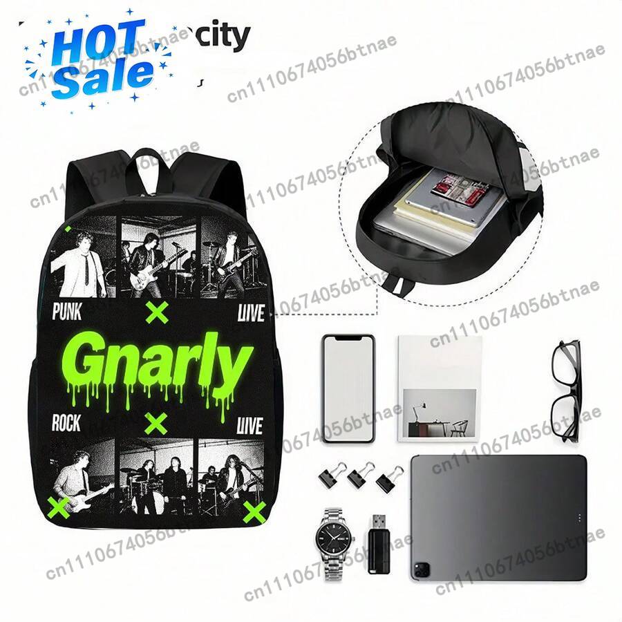 Live Rock - Mochila de estilo casual con estampado