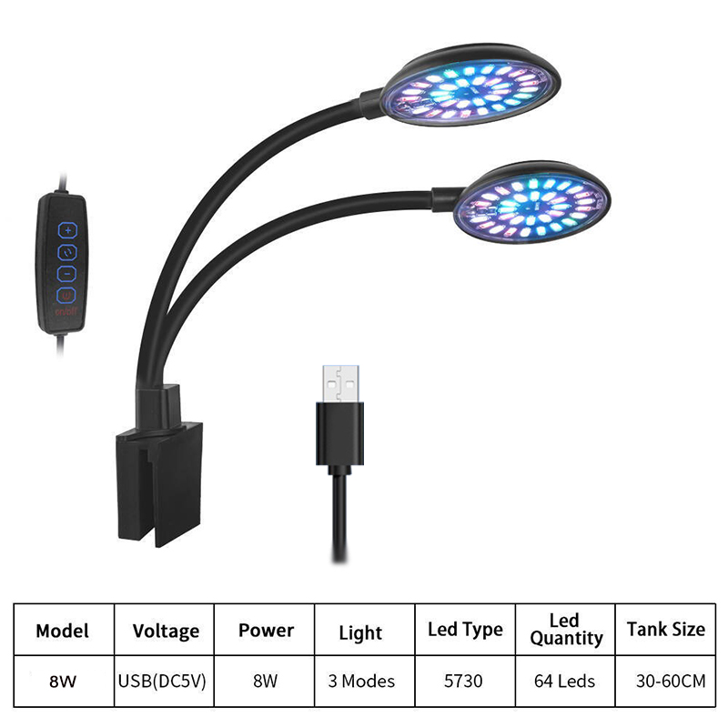 Luz LED USB para acuario, lámp - Aquarium Marine Lights reseña y precio